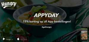 Bestel vandaag via de Hungryapp met 15% korting. Gebruik de code: APPYDAY