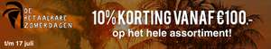 Betaalbaarshoppen en Partytentenoutlet.nl, 10% korting vanaf €100,- op het hele assortiment.