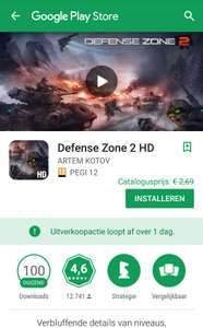 Defense Zone 1&2 gratis ipv €2,69 @ Play store