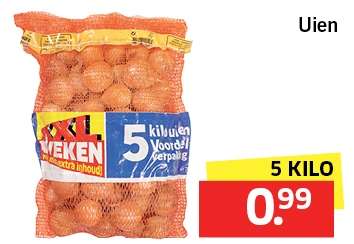 5 kilo uien voor €0,99 bij Lidl (eindigt woensdag)