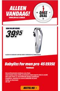 Alleen vandaag: Babyliss PRO 45 E935E tondeus voor €39,95 @ Mediamarkt