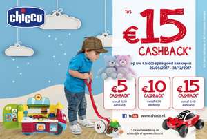 Tot 15€ cashback op uw Chicco speelgoed aankopen
