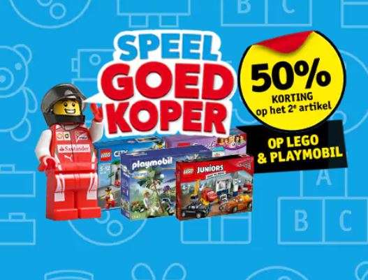 Speelgoedkoper: 50% korting op 2e Lego / Playmobil artikel @ Kruidvat