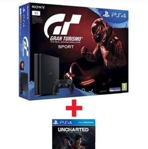 PlayStation 4 Slim 1TB Black + Gran Turismo Sport + Uncharted - The Lost Legacy voor € 335 @Gamemania