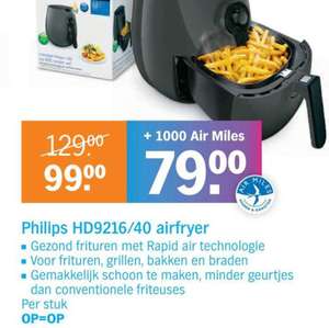 Philips Airfryer HD9216/40 voor €79 + 1000 airmiles @ AH