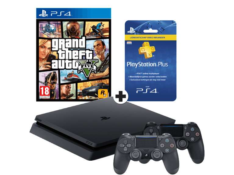 PlayStation 4 1TB + extra controller + GTA V + 3 maanden PlayStation Plus @ Media Markt