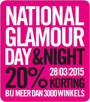 Zaterdag 28 Maart - National Glamour Day met 20% korting bij heel veel webshops en winkels