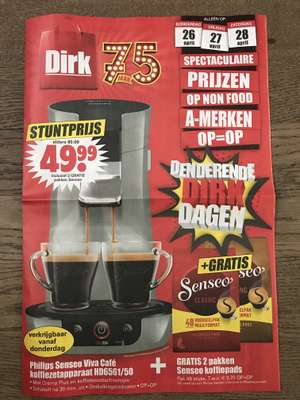Philips Senseo Viva Café 49,99 + gratis 2 pakken Senseo @Dirk