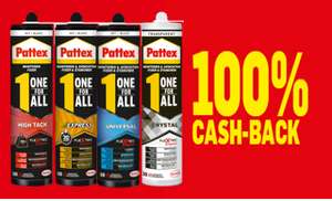 100% cash-back op Pattex One for ALL koker