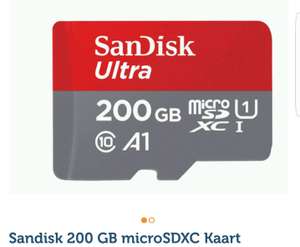 Sandisk 200 GB microSDXC Kaart 49.90 incl verzendkosten