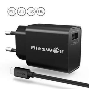 BlitzWolf® BW-S9 18W USB Charger EU US UK AU Adapter for iphone 8 8 Plus iphone X Xiaomi Samsung - UK