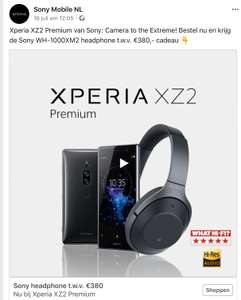 Gratis Koptelefoon bij aankoop Sony XZ2 Premium Smartphone