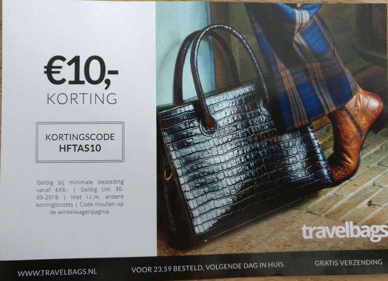 10 euro korting bij Travelbags (bijv. voor Secrid)