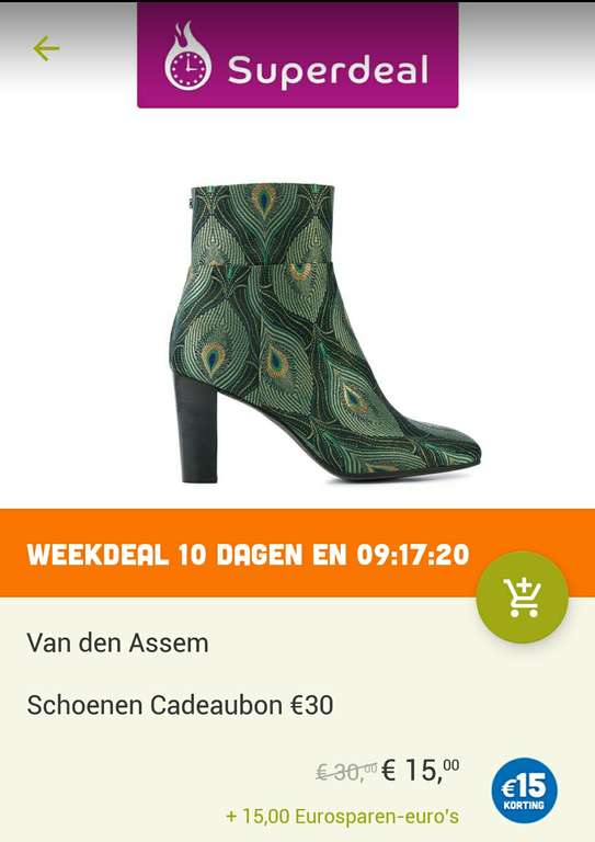 Van den Assem schoenen cadeaubon twv 30 euro voor 15 via eurosparenshop