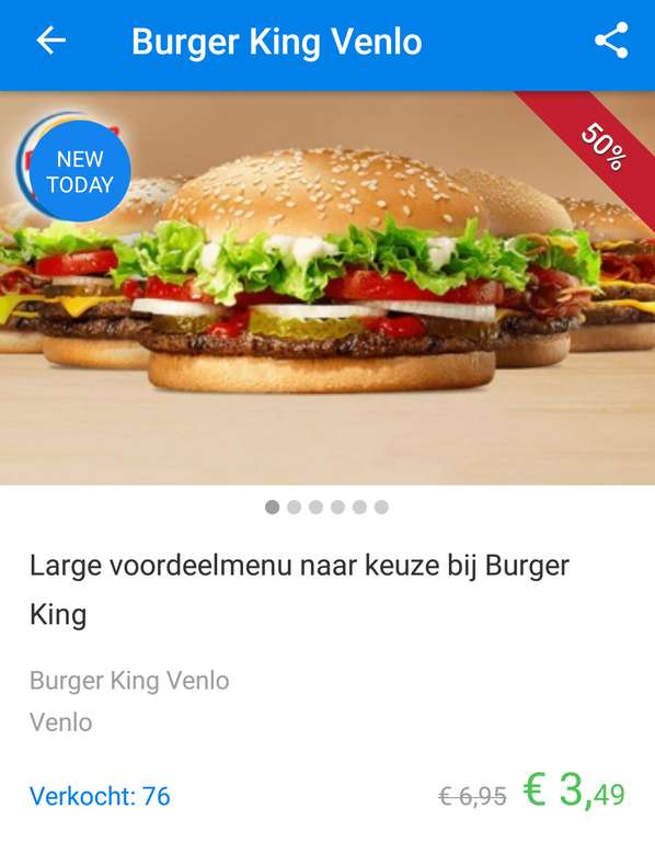 Via Social Deal groot menu voor €3,49 bij Burger King in Venlo