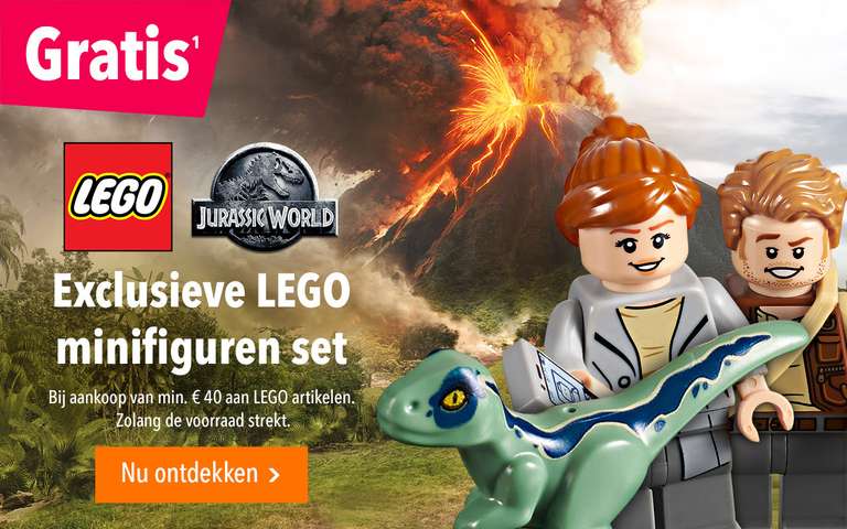 Gratis exclusieve LEGO Jurassic World minifiguren set bij aankoop van min. €40 aan LEGO @ Toys"R"Us