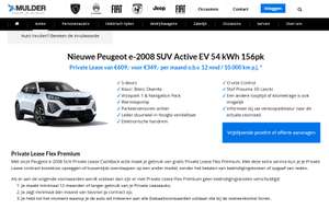 Nieuwe Peugeot e-2008 SUV Active EV 54 kWh 156pk 12 maanden flex 349,- 10.000km