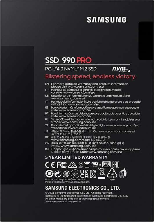 Samsung 990 Pro 1TB SSD (PCIe Gen 4.0 x4, NVMe 2.0)