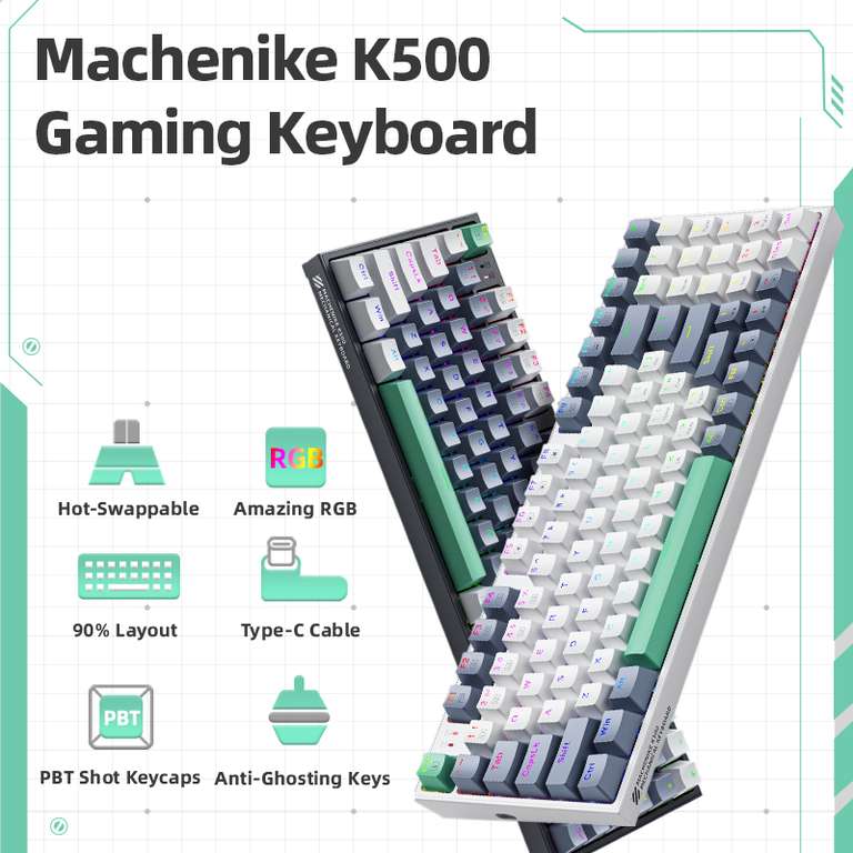 Machenike K500 Mechanical Keyboard - Bruine of Rode switches