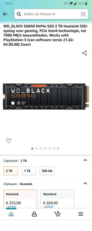 WD Black NVMe SSD SN850 2TB (met heatsink)
