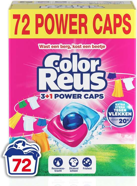 Color Reus Power Caps - Wascapsules - Gekleurde Was - Voordeelverpakking - 2 x 36 Wasbeurten