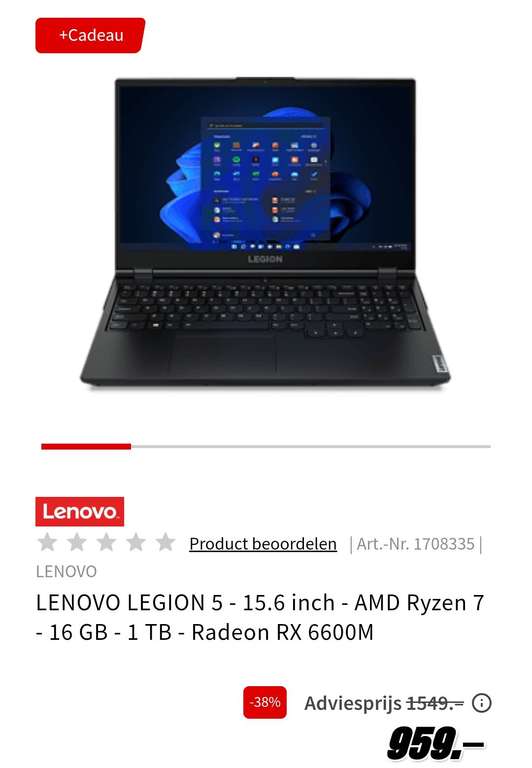 Lenovo Legion, 6600M, 5800H, IPS WQHD 15,6"