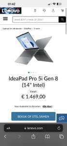 IdeaPad Pro 5i Gen 8 (14" Intel) zonder OS (zelf configureren)