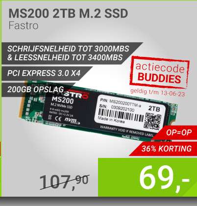 Mega Fastro MS200 PCIe Gen3x4 NVMe M.2 SSD 2TB