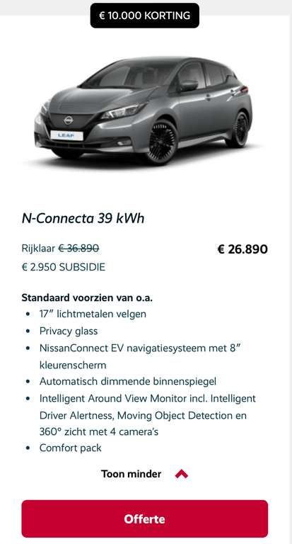 Nissan Leaf EV (100% Elektrisch)