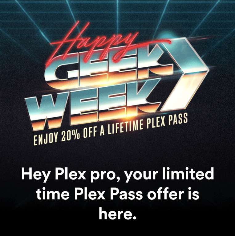 20% korting op Plex Pass Lifetime subscription
