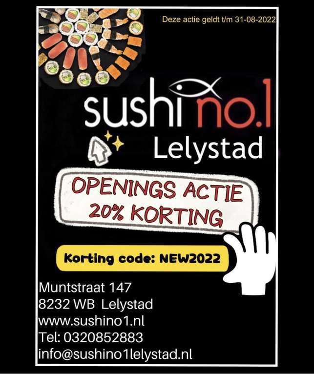 [LOKAAL] Re-openings actie Sushi No1 Lelystad