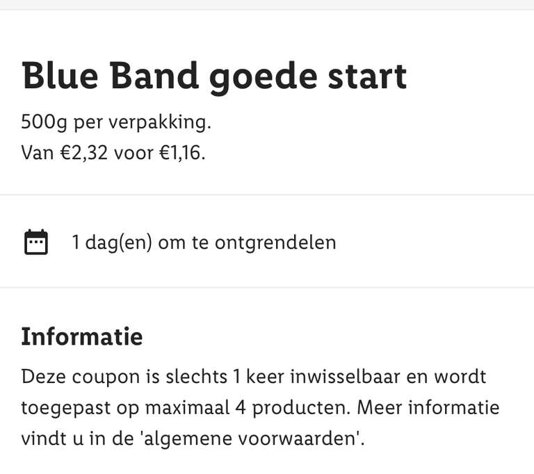 50% korting op Blue Band goede start @ [Lidl Plus App Coupon]