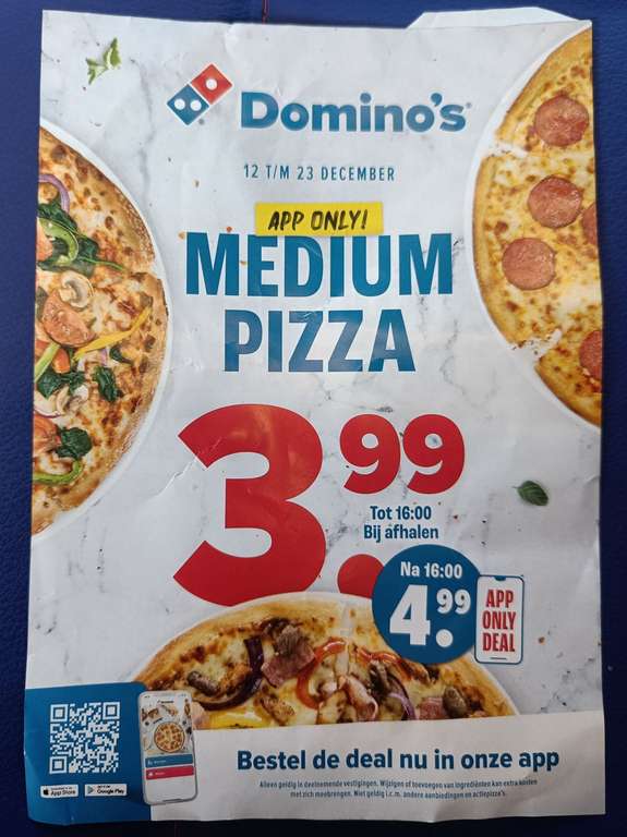 [Vanaf 12 dec] Domino's pizza 3.99/4.99 app