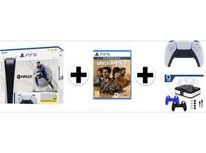 SONY PlayStation 5 Disk Edition + FIFA 23 + Uncharted: Legacy of Thieves Collection + extra controller + accessoiresset
