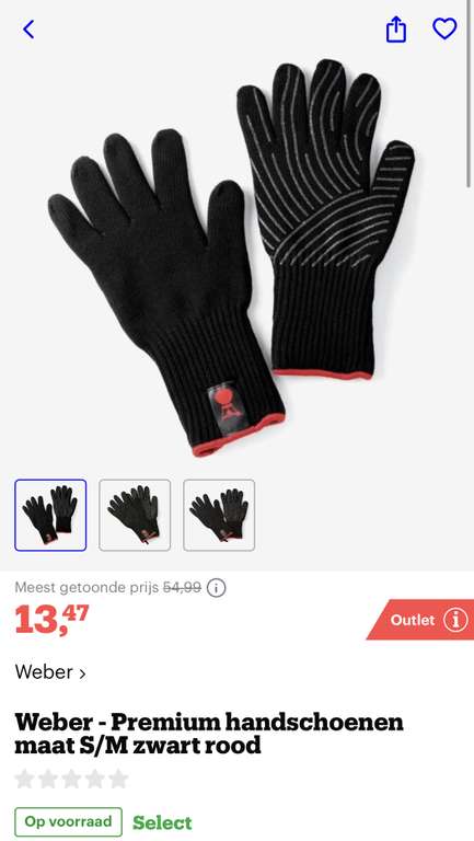 [bol.com&amazon] Weber - Premium handschoenen maat S/M zwart rood €13,47