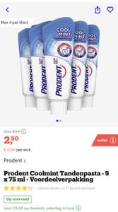 [bol.com flitsdeal] Prodent Coolmint Tandenpasta - 5 x 75 ml - Voordeelverpakking €2,50