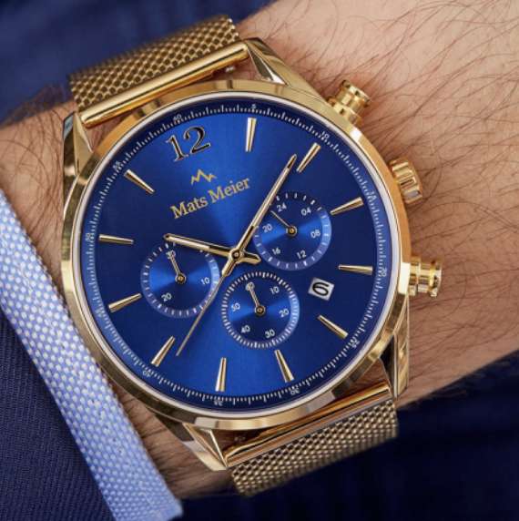Grand Cornier chronograaf horloge blauw en goudkleurig