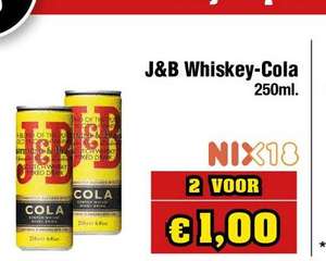 J&B Whiskey cola 2 voor €1,00!