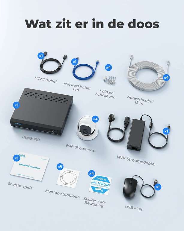 [Nu €483,49] Reolink 4K PoE H.265 CCTV Camerasysteem voor €506,49 @ Amazon NL