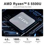 TRIGKEY Mini PC - AMD Ryzen 5 5500U - 16G DDR4 - 500GB M.2 NVME SSD - BT 5.2 - WIFI 6 - 1 Gbps Ethernet