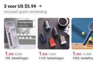 [AliExpress] Veel producten voor €1,93 !!