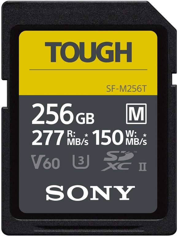 Sony 256GB SF-M Series TOUGH Specification UHS-II U3 V60 SDXC Digital Memory Card - Read 277MB/s Write 150MB/s SFM256T