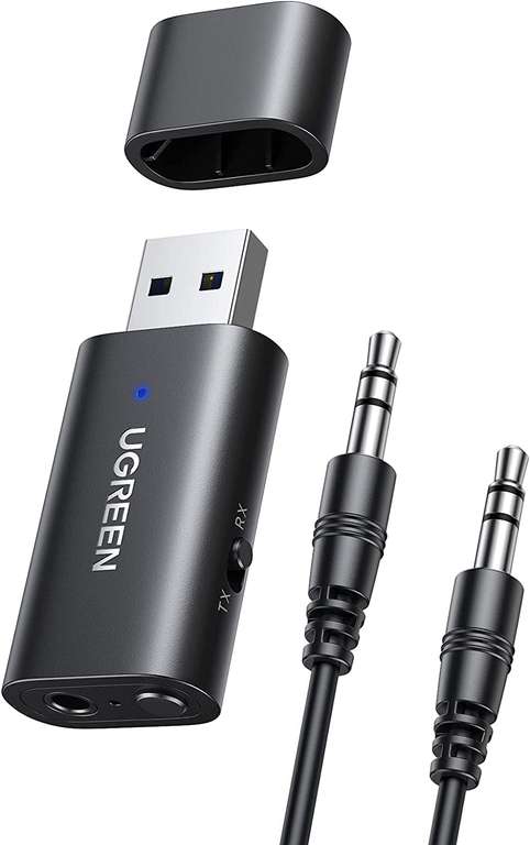 UGREEN Bluetooth 5.1 Adapter 2 in 1 Bluetooth Transmitter and Receiver with 3.5mm Audio Cable.
