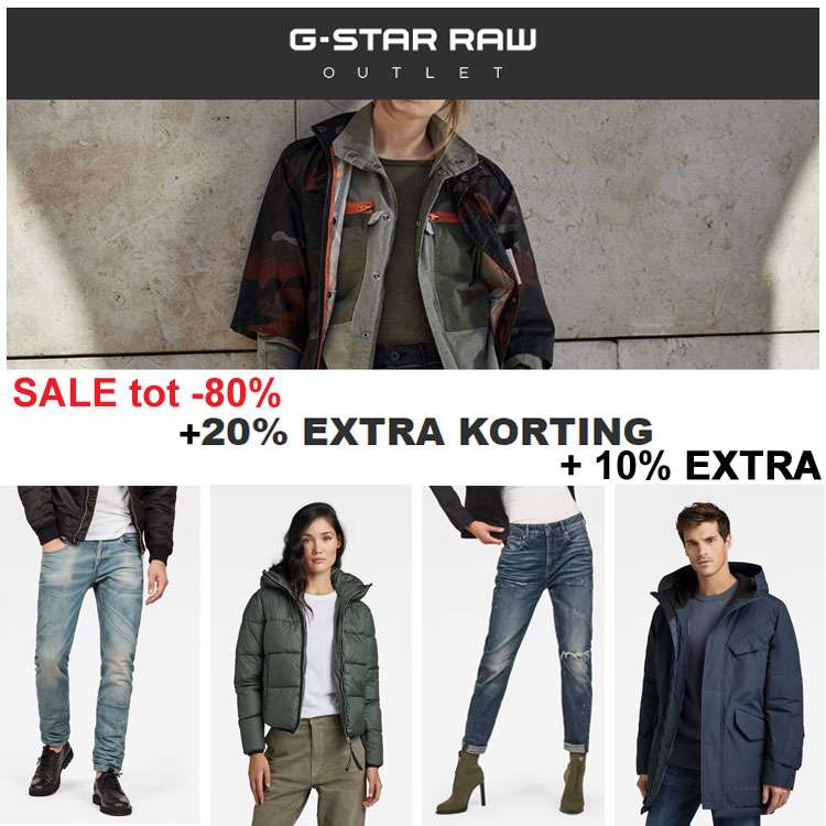 G-star Outlet: tot -80% korting + 20% extra + 10% extra