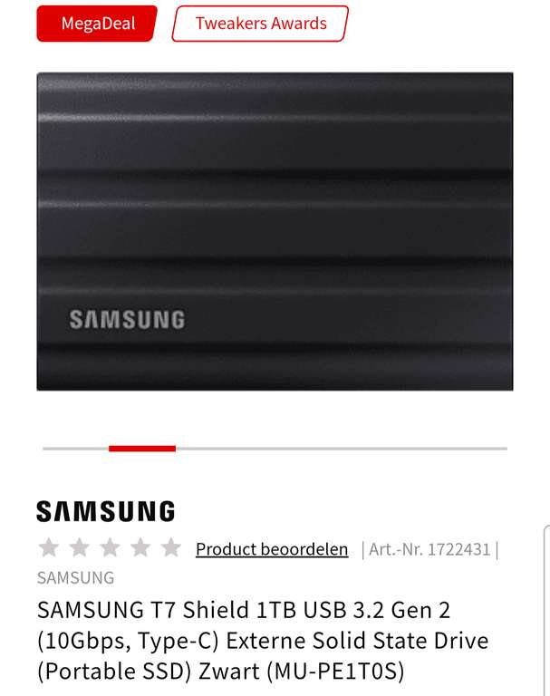 Samsung T7 Shield 1 TB SSD (zwart, blauw & beige)