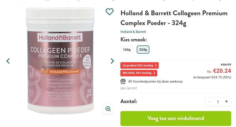 Dubbel voordeel bij 2 x Holland & Barrett Collageen Premium complex poeder 324 gram