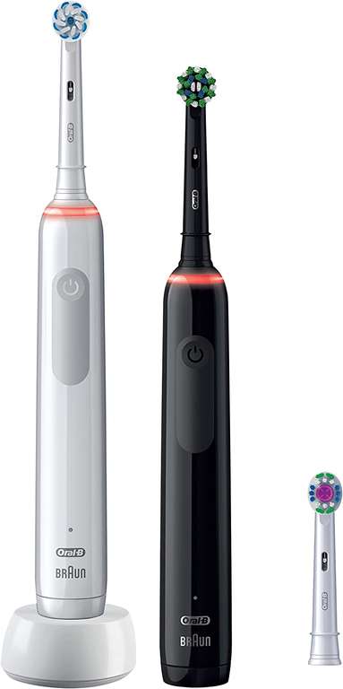 Oral-B Pro 3 - 3900 - Set van 2 Elektrische tandenborstels (Zwart/Wit)