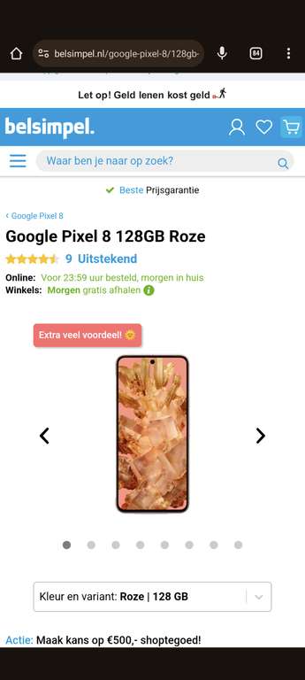 Pixel 8 Roze 128GB Laagste prijs ooit!