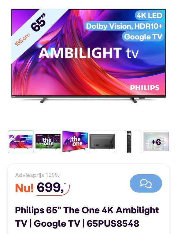 Philips 65 Inch "The one" 4K Ambilight 65pus8548