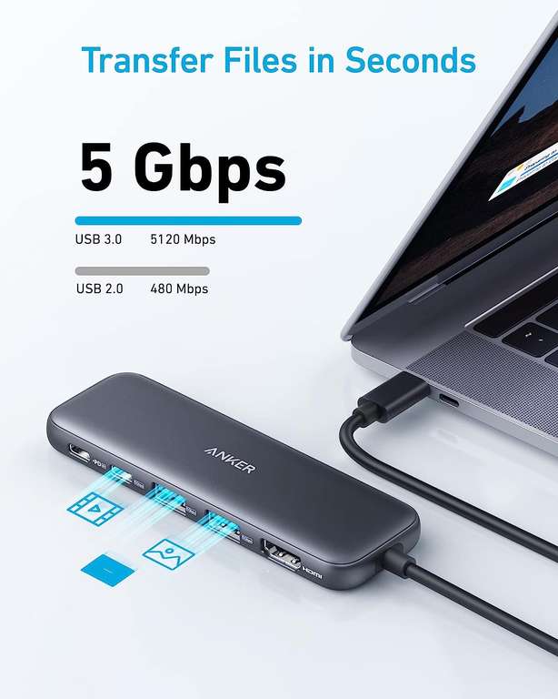 Anker USB-C Hub 332 5-in-1 (1x 4K HDMI-poort, 1x USB-C, 2x USB-A-poorten, 1x 100 W PD-IN-poort) voor €22,49 @ Amazon NL